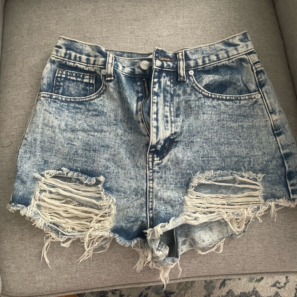 superdown Blue Distressed Jean Shorts